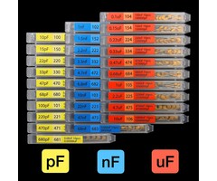0.1uF-10uF-CAPASITORS E - EEEE 0.1uF-10uF Capacitor 10 Value 100 pcs Multilayer Monolithic Ceramic Capacitor Assortment kit, Individual Box Lid