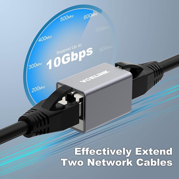 POE-ETH-COUPLER - VCELINK  - RJ45 Coupler, Shielded Ethernet Coupler POE Ethernet Cable Extender for Cat7/Cat6a/Cat6/Cat5e, Female to Female in-Line Coupler