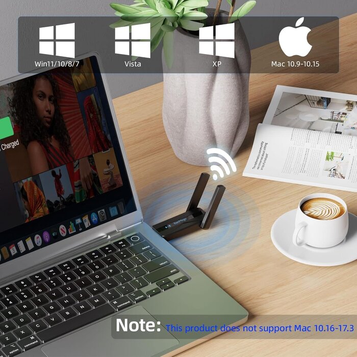 ElecMoga USB-WiFi-ADAPTER - ElecMoga USB WiFi Adapter for Desktop PC, ElecMoga AC 1300Mbps Dual-Band 5G/2.4G USB 3.0 WiFi 5 Network Transceiver Wireless Dongle for PC Laptop Supports Windows 11/10/8.1/8/7/XP/Vista/Mac OS 10.9~10.15