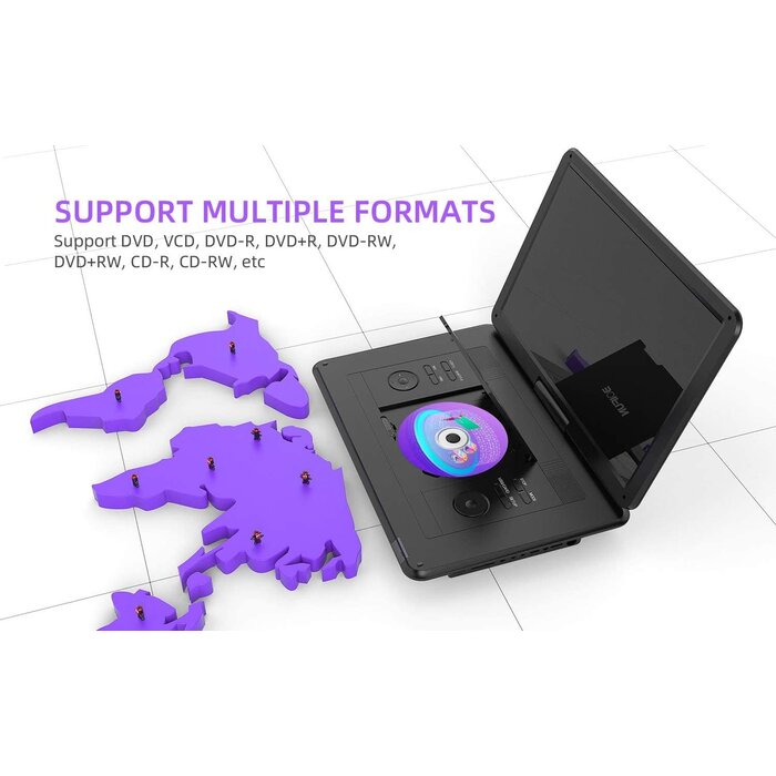 BOIFUN BFN-161 - BOIFUN 17.5" Portable DVD Player with 15.6" Large HD Screen, 6 Hours Rechargeable Battery, Support USB/SD Card/Sync TV and Multiple Disc Formats, High Volume Speaker, Black