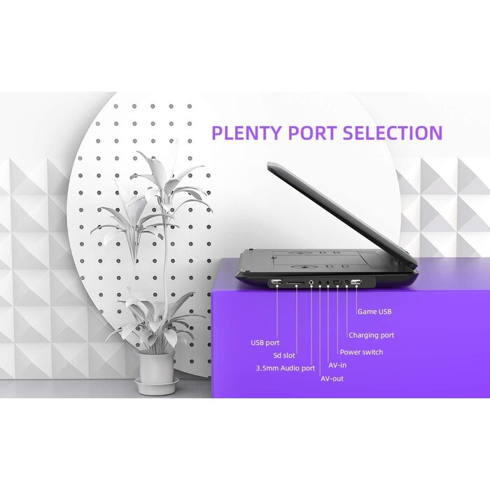 BOIFUN BFN-161 - BOIFUN 17.5" Portable DVD Player with 15.6" Large HD Screen, 6 Hours Rechargeable Battery, Support USB/SD Card/Sync TV and Multiple Disc Formats, High Volume Speaker, Black