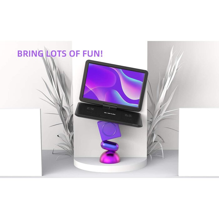 BOIFUN BFN-161 - BOIFUN 17.5" Portable DVD Player with 15.6" Large HD Screen, 6 Hours Rechargeable Battery, Support USB/SD Card/Sync TV and Multiple Disc Formats, High Volume Speaker, Black