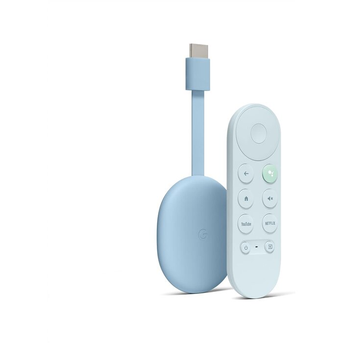 GA01923-US - Chromecast with Google TV (4K) Blue - Streaming Stick Entertainment on Your TV with Voice Search - Watch Movies, Shows, and Live TV in 4K HDR - Sky Blue with Accessories