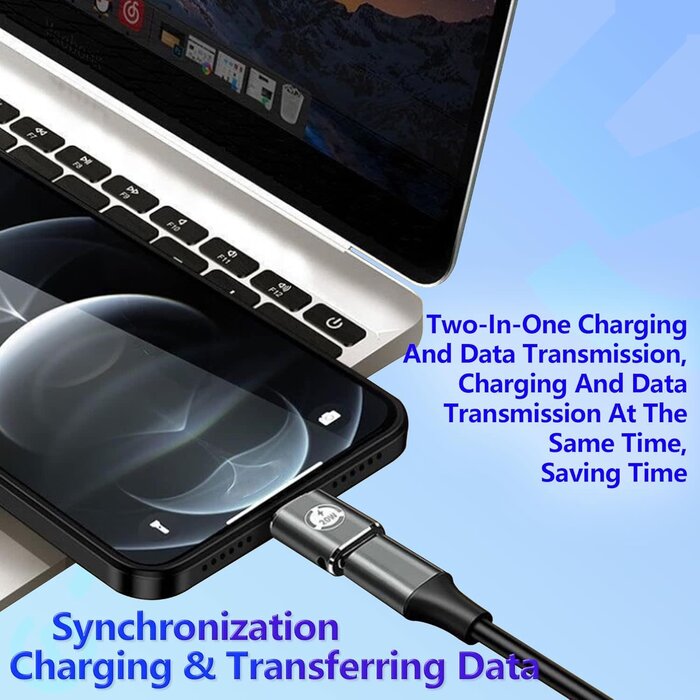 YIMATEECO USBC2LIGHT-DATA - YIMATEECO USB C to Lightning Adapter 20W PD Fast Charging Data Transfer, USB C Female to Lightning Male Adapter Supports for iPhone 14/13/12/11/XS/XR, iPad/iPod/Air Pods, Not for OTG