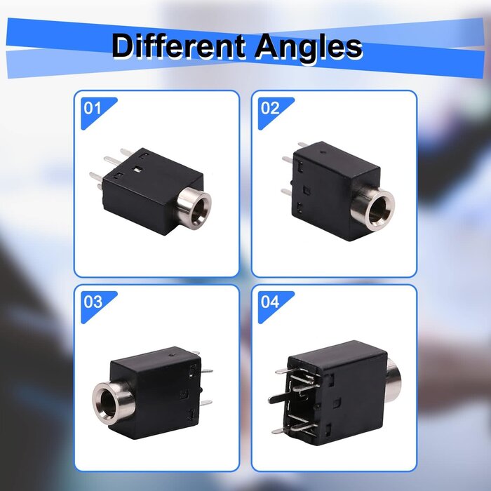 jing 3.5mm Mono and Stereo Jack Socket 5 Pin PCB Panel Mount Female Audio Headphone Socket Connector