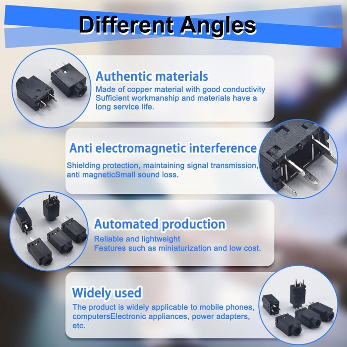 jing 3.5mm Mono and Stereo Jack Socket 5 Pin PCB Panel Mount Female Audio Headphone Socket Connector