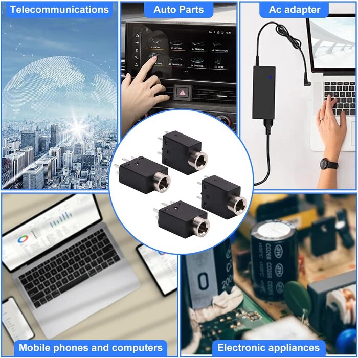 jing 3.5mm Mono and Stereo Jack Socket 5 Pin PCB Panel Mount Female Audio Headphone Socket Connector