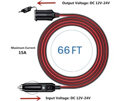 YIWOFUWO 6FT-12V - YIWOFUWO 6.6Ft Cigarette Lighter Extension Cord, 16AWG Heavy Duty 12v Extension Cord,Car Charger Extension to Air Compressor Car Vacuum Cleaner and Other Portable Equipment