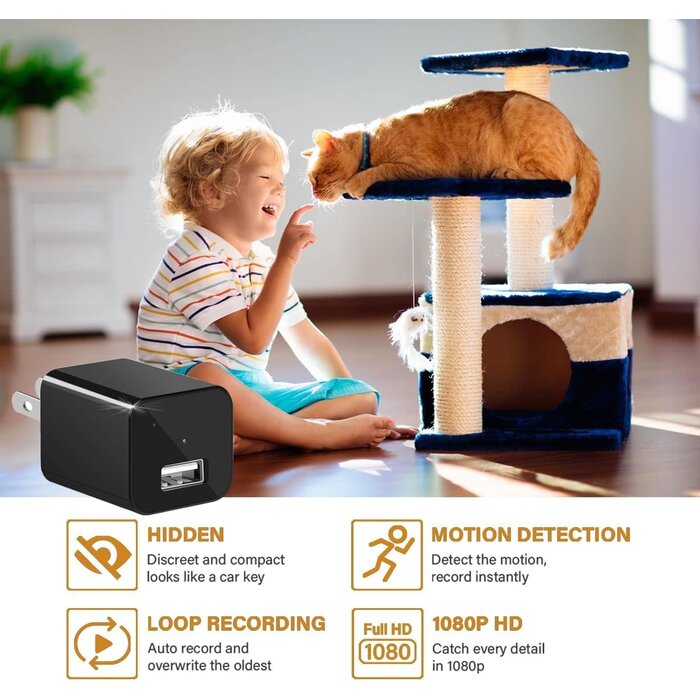 Spy Camera Charger - Hidden Camera - Premium Pack - HD 1080P - Best Mini Spy Camera - USB Charger Camera - Secret Camera - Nanny Cam - Small Cameras for Spying - Surveillance Camera Full HD