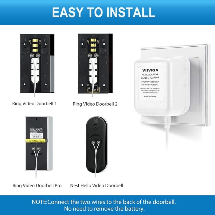 24V Transformer, C Wire Adapter for Ring Doorbell & Thermostat, 315" Cable