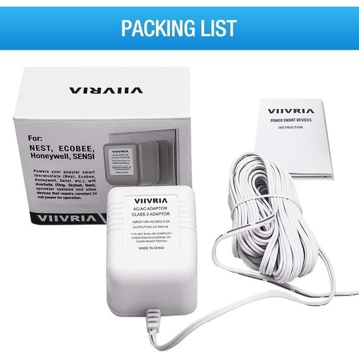 24V Transformer, C Wire Adapter for Ring Doorbell & Thermostat, 315" Cable