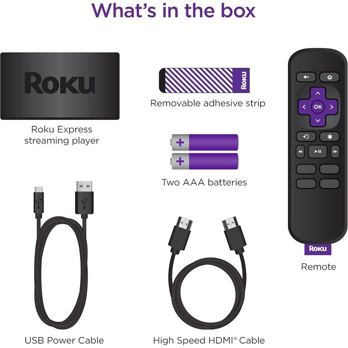 ROKU - Roku Express | HD Streaming Media Player with High Speed HDMI Cable and Simple Remote