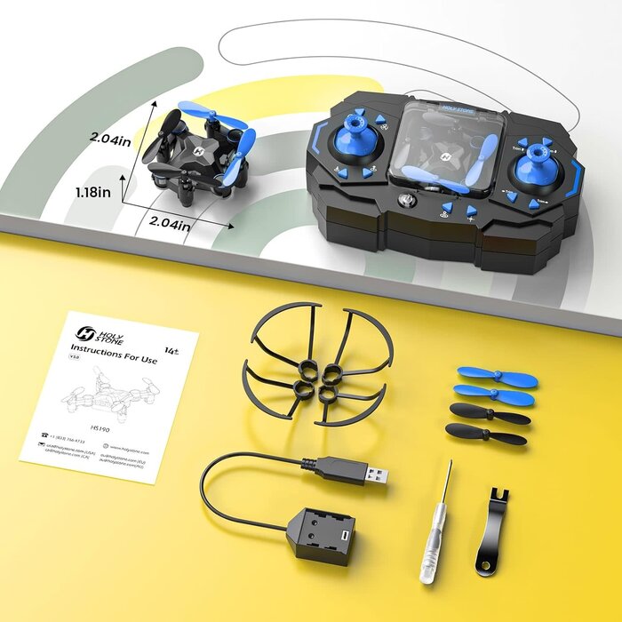 HS190-BLUE - Holy Stone Foldable Mini Drone for Kids Beginners, Blue RC Nano Quadcopter with Altitude Hold, 3D Flips, High Speeds Rotation, Headless Mode, Throw to Go, One Key Return, Great Gift Toys for Boys and Girls, Blue