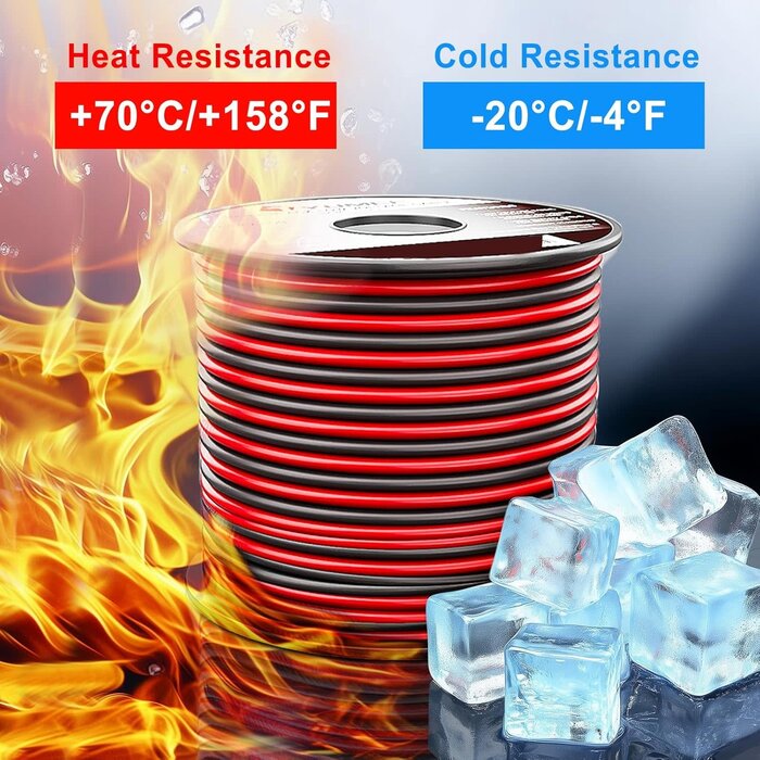 Tyumen 18-GAUGE-WIRE - Tyumen 18 Gauge Electrical Wire, 100ft 18/2 AWG Red Black Hookup Electrical Wire LED Strips Extension Cord 12V/24V DC Cable, 18AWG 2 Conductors Flexible Wire for LED Ribbon Lamp Tape Lighting