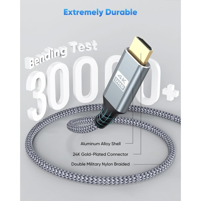 MINI-HDMI2HDMI - ZeniKon Mini HDMI to HDMI Cable 6FT, High Speed HDMI to Mini HDMI Cable for Portable Monitor 4K@60Hz HDMI Mini to HDMI 2.0 Cord 2K@120Hz,1080P Compatible with Camcorder, Camera, Laptop, HDTV, Graphics