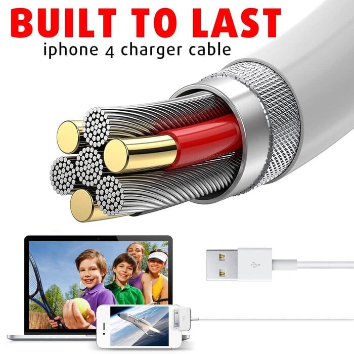 Cbiumpro APPLE-30PIN-3FT - Cbiumpro 30 Pin to USB Charging Cable 3.3 Ft Fast Charge & Sync Charging Cable Cord Compatible for Old Apple iPhone 4S / 4, 3G / 3GS, Old iPad 1/2/3, Old iPod Touch, Old iPod Nano