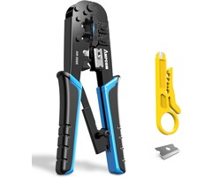 AMPCOM ‎AM-568R-GB - AMPCOM RJ45 Crimping Tool, 8P/6P-RJ11, RJ12 Crimper Cutter Stripper