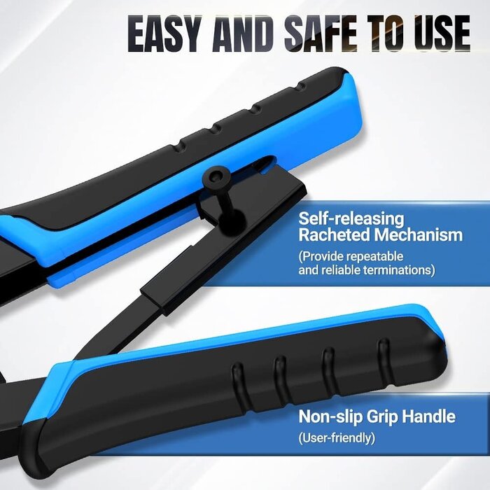 AMPCOM ‎AM-568R-GB - AMPCOM RJ45 Crimping Tool, 8P/6P-RJ11, RJ12 Crimper Cutter Stripper