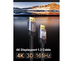 DP2DP-10FT - JSAUX DisplayPort Cable 10ft, 4K DP 1.2 Cable | 4K@60Hz, 2K@165Hz, 2K@144Hz | HDR, 21.6Gbps, FreeSync, G-Sync Display Port Cord for Gaming Monitor Graphics 3090 PC - Grey