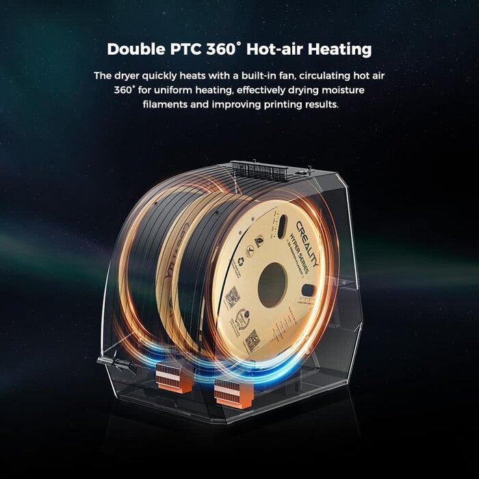 Cregrant3D 3D-DRYER - Creality Space Pi Filament Dryer, Filament Storage Box, Upgraded Double 360° Heating Drying with Fan&Touch Screen, 3D Printer Filament Spool Holder, Dehydrator 1.75/2.85/3mm PLA PETG ABS TPU Nylon