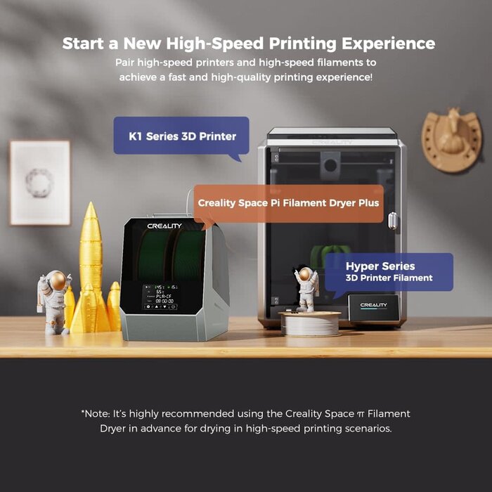 Cregrant3D US-DRYER-PI-PLUS - Cregrant3D Creality Space Pi Filament Dryer Plus, Compatible with 1.75mm/2.85mm PLA PETG ABS Material, Filament Dehydrator, Spool Holder