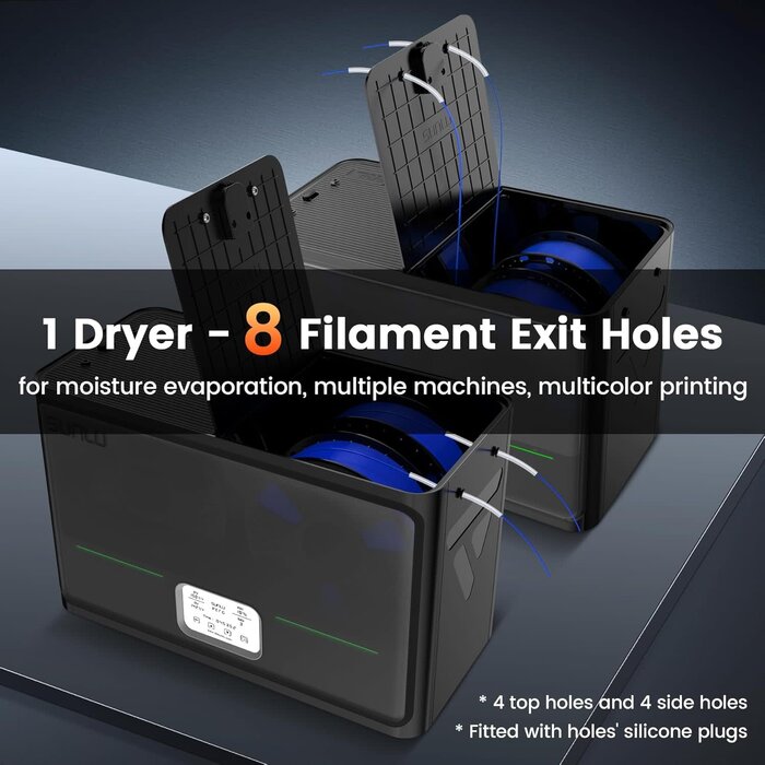 Cregrant3D SUNLU-3D-DRYER-S4 - SUNLU 3D Printer Filament Dryer S4, 4 Spools Capacity, 3 Circulation Fans, 350W PTC Heater, 70℃ Max Temperature, Power Saving Storage Mode, Nylon TPU PLA PETG ABS Filament Dryer Box, Black