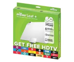Mohu MHUMH110029 - Mohu Leaf Plus Paper-Thin Indoor TV Antenna, Amplified, UHF VHF, 60-Mile Range, Multi-Directional, 4K 8K UHD, NEXTGEN TV - with 12-Ft. Cable