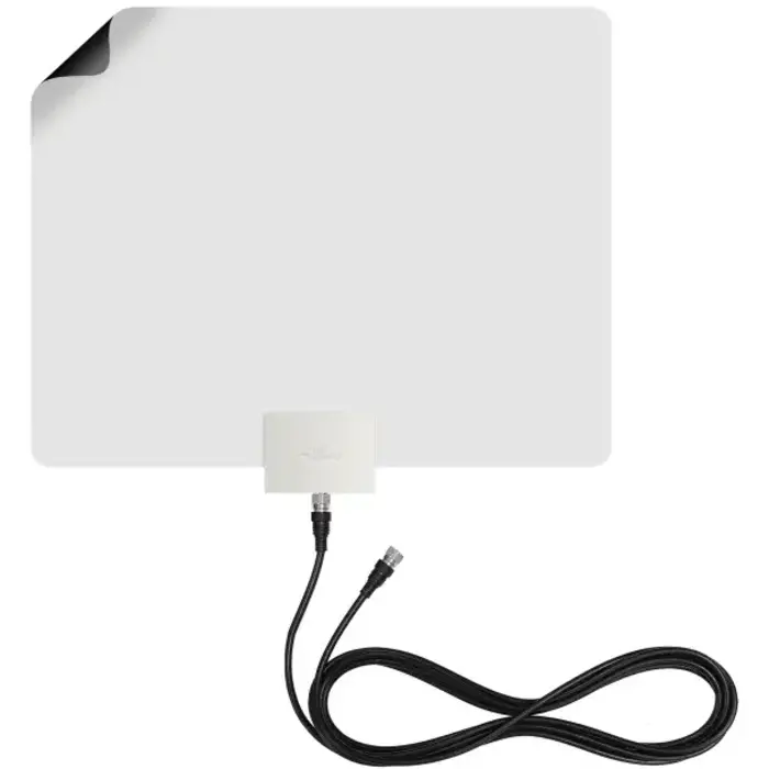 Mohu MHUMH110029 - Mohu Leaf Plus Paper-Thin Indoor TV Antenna, Amplified, UHF VHF, 60-Mile Range, Multi-Directional, 4K 8K UHD, NEXTGEN TV - with 12-Ft. Cable
