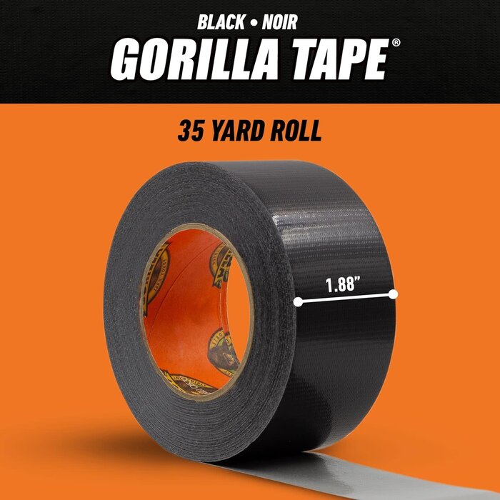 DUCT-TAPE - Gorilla - Black Duct Tape, 1.88" x 35 yd, Black