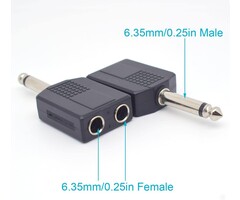 ELNONE 1/4IN-Y-SPLITTER - ELNONE 6.35mm Headphone Jack Splitter, Mono Plug Male to Dual 6.35mm Jack Female Splitter Adapter, Headphone Splitter Stereo Jack Y Cable for Audio Devices