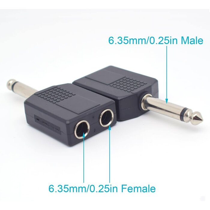 ELNONE 1/4IN-Y-SPLITTER - ELNONE 6.35mm Headphone Jack Splitter, Mono Plug Male to Dual 6.35mm Jack Female Splitter Adapter, Headphone Splitter Stereo Jack Y Cable for Audio Devices