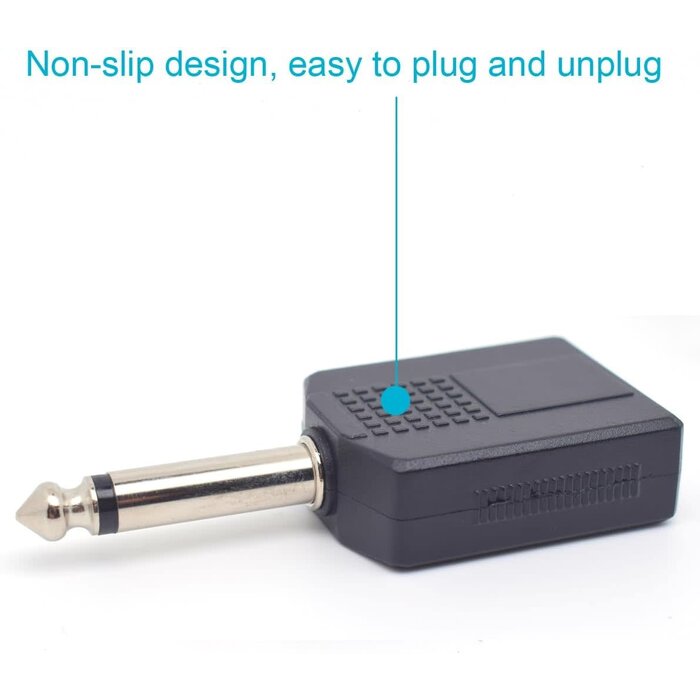 ELNONE 1/4IN-Y-SPLITTER - ELNONE 6.35mm Headphone Jack Splitter, Mono Plug Male to Dual 6.35mm Jack Female Splitter Adapter, Headphone Splitter Stereo Jack Y Cable for Audio Devices