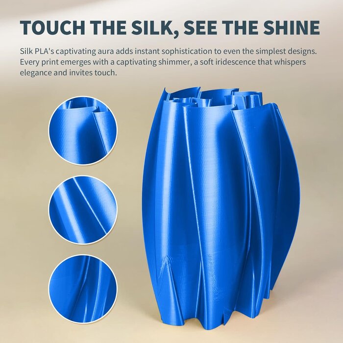 OVPLA-SLK-BLU - OVERTURE Silk Blue Filament PLA 1.75mm Clog-Free Shiny 3D Printer Filament, 1kg Spool (2.2lbs), Dimensional Accuracy +/- 0.02 mm, Fit Most FDM Printer (Silk Blue)