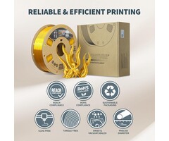 OVERTURE Silk Light Gold PLA Filament 1.75mm, Clog-Free Shiny, Metallic Shine 3D Printer Filament, 1kg Spool (2.2lbs), Ideal for Cosplay Jewelry & Home Decor