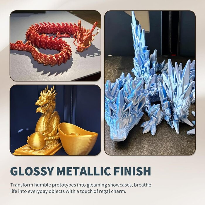 OVPLA-SILK-GOLD - OVERTURE Silk Gold Filament PLA 1.75mm Clog-Free Shiny 3D Printer Filament, 1kg Spool (2.2lbs), Dimensional Accuracy +/- 0.02 mm, Fit Most FDM Printer (Silk Gold)