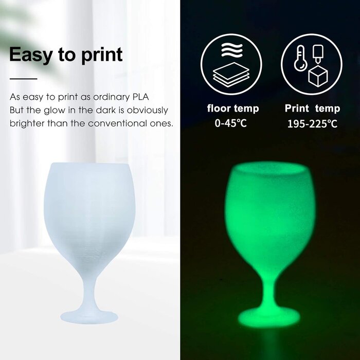 iSANMATE iSANMATE-GREEN - iSANMATE 3D Printer Glow in The Dark Filament Green, PLA Filament 1.75 mm, Dimensional Accuracy +/- 0.03 mm, 250g