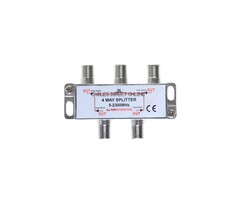 Cables Direct Online 530204 - Cables Direct Online 4 Way Bi-Directional 5-2300 MHz Indoor and Outdoor Waterproof Coaxial Antenna Splitter for RG6 RG59 Coax Cable Satellite HDTV (4 Ports)