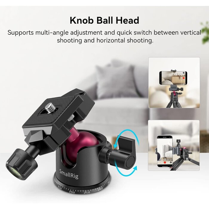 SmallRig BUT2664-AU - SmallRig Mini Tripod for Camera, Updated Desktop Tabletop Tripod with Arca-Type Compatible QR Plate, 360° Ball Head and 1/4 Screws Portable for Compact Cameras DSLRs, Phone, Gopro