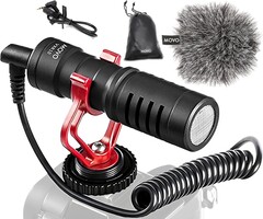 Movo VXR10 - Movo Universal Shotgun Mic for Camera - Camera Microphone for DSLR, iPhone and Android Smartphones - Compatible with Canon EOS, Nikon, and Sony Cameras - with Shock Mount, Deadcat Windscreen