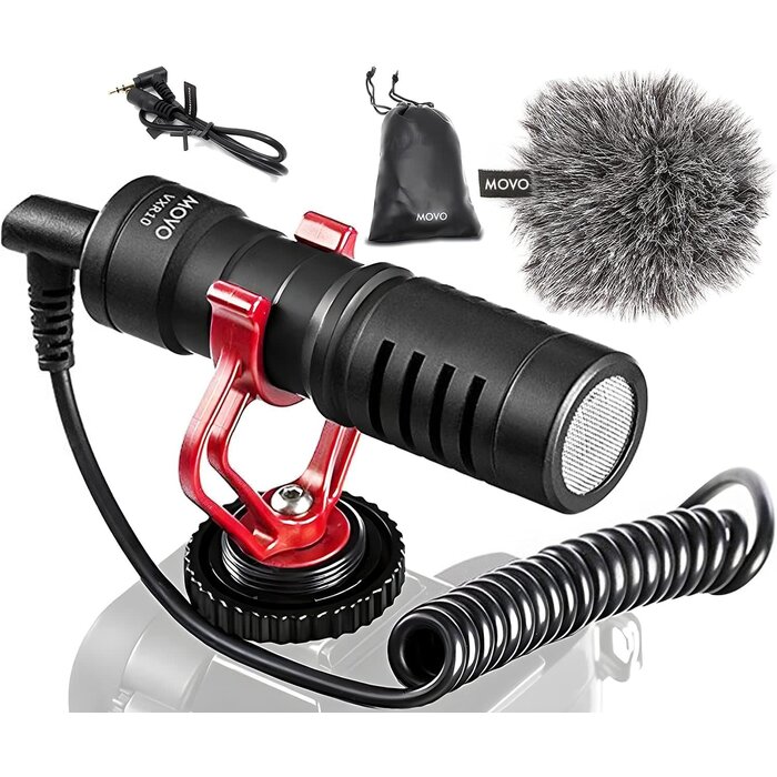 Movo VXR10 - Movo Universal Shotgun Mic for Camera - Camera Microphone for DSLR, iPhone and Android Smartphones - Compatible with Canon EOS, Nikon, and Sony Cameras - with Shock Mount, Deadcat Windscreen