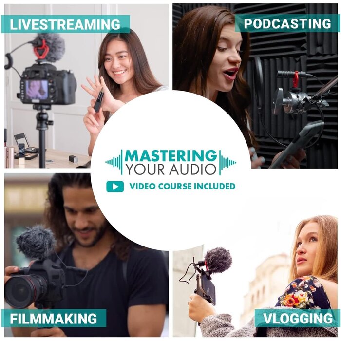 Movo VXR10 - Movo Universal Shotgun Mic for Camera - Camera Microphone for DSLR, iPhone and Android Smartphones - Compatible with Canon EOS, Nikon, and Sony Cameras - with Shock Mount, Deadcat Windscreen