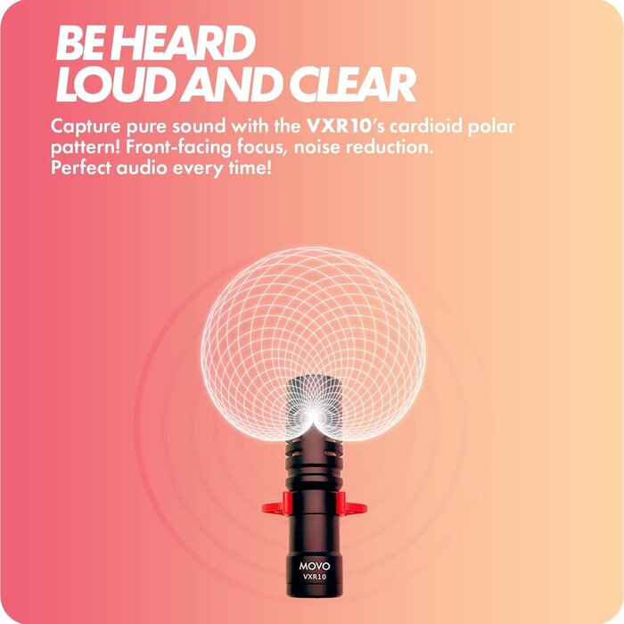 Movo VXR10 - Movo Universal Shotgun Mic for Camera - Camera Microphone for DSLR, iPhone and Android Smartphones - Compatible with Canon EOS, Nikon, and Sony Cameras - with Shock Mount, Deadcat Windscreen
