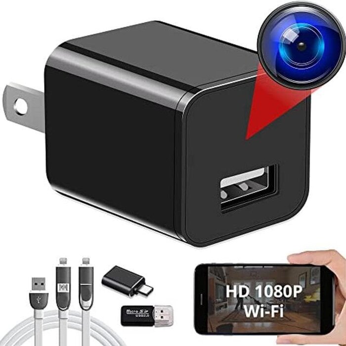 CHUS903 - DUVIX Charger Camera,1080P Motion‑Detect Mini Cam, 64GB SD Card, Nanny Cam for Home Offline local storage for privacy, No Wi-Fi needed, Motion-activated recording, Plug-and-play, Compact flexible placement
