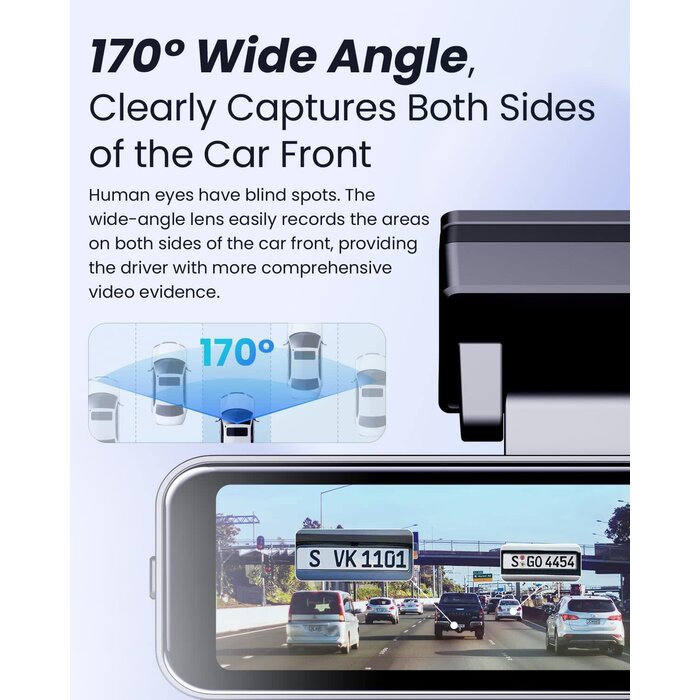 COOLCRAZY COOLCRAZY N7 - COOLCRAZY Dash Cam 4K Front, Built-in WiFi GPS Dash Camera for Cars, 3.2" IPS Screen Dashcam with App Control, Free 32G Card, 170°Wide Angle, 24H Parking Mode, WDR, Night Vision, G-Sensor