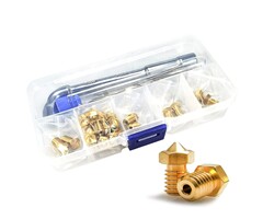 XIFOWE E-PT - XIFOWE Nozzles 22 pcs 3D Printer Extruders Brass Nozzles for V5-V6 3D Printer, 0.2mm, 0.4mm, 0.6mm, 0.8mm, 1.0mm, with DIY Tools and A Ten-Grid Parts Box, Compatible with I3 A8 MK3/MK3S Clone