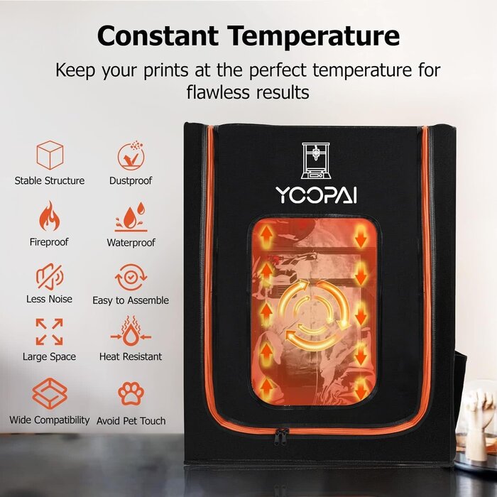 YOOPAI ENCLOSURE-M - YOOPAI 3D Printer Enclosure with LED Lighting, Fireproof Dustproof Tent Constant Temperature Protective Cover for Creality Ender 3 V3 SE/KE/Ender 3/Ender 3 Pro/Ender 3V2/Ender 3S1/Neo/Anycubic Elegoo, Medium
