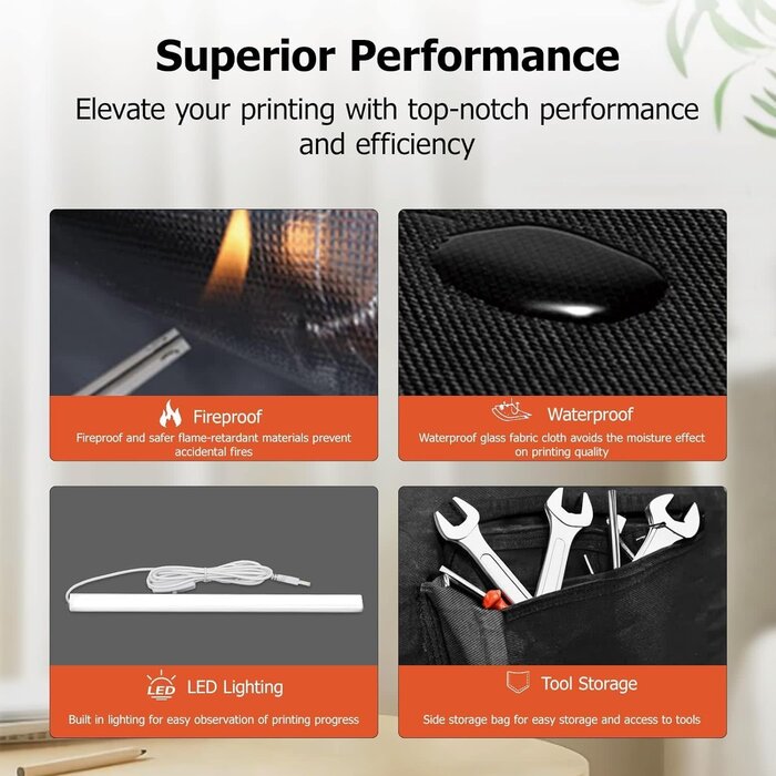 YOOPAI ENCLOSURE-M - YOOPAI 3D Printer Enclosure with LED Lighting, Fireproof Dustproof Tent Constant Temperature Protective Cover for Creality Ender 3 V3 SE/KE/Ender 3/Ender 3 Pro/Ender 3V2/Ender 3S1/Neo/Anycubic Elegoo, Medium