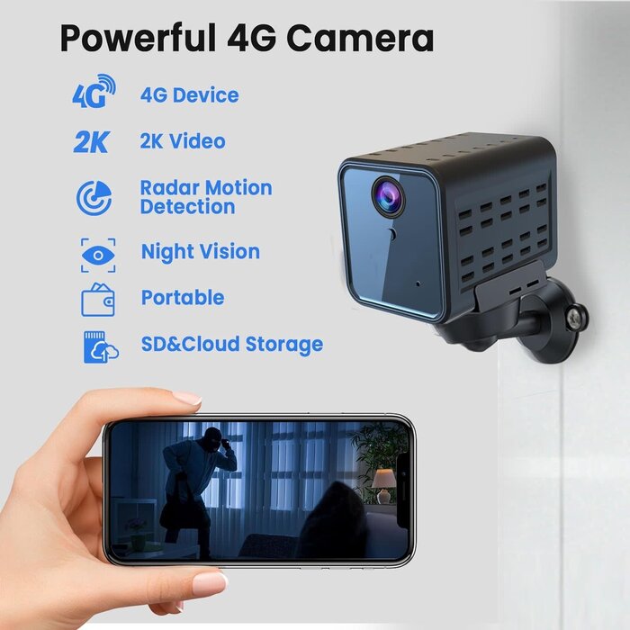 javiscam B7-CAM - JavisCam No WiFi Security Camera, Cellular Security Camera, SIM Card Included, Not Support WiFi, Radar Motion Sensor, FHD 4G Car Security Camera, 20-Day Standby Battery Life, Portable Cellular Trail Cameras
