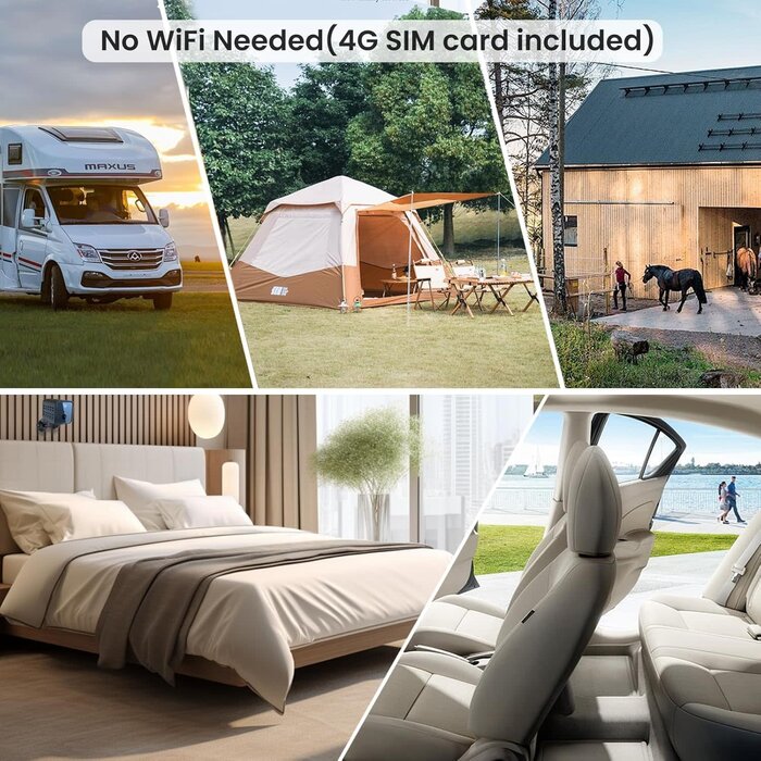 javiscam B7-CAM - JavisCam No WiFi Security Camera, Cellular Security Camera, SIM Card Included, Not Support WiFi, Radar Motion Sensor, FHD 4G Car Security Camera, 20-Day Standby Battery Life, Portable Cellular Trail Cameras