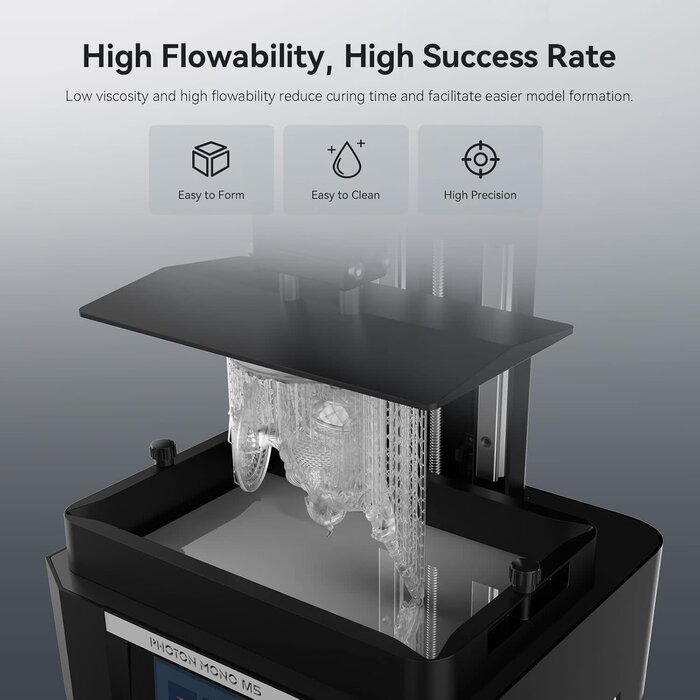 ANYCUBIC-RESIN-CLEAR - ANYCUBIC ABS-Like Resin Pro 2, 8K 3D Printer Resin with Enhanced Strength and Toughness, High Precision, Low Odor, Wide Compatibility for All LCD Resin 3D Printers (Clear, 1kg)